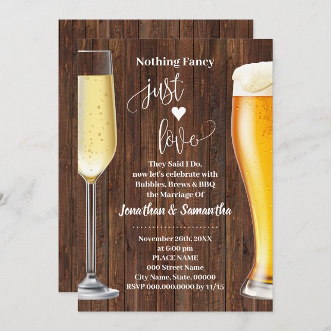 Western Nothing Fancy Bubbles Brews & BBQ Invite (Front/Back)