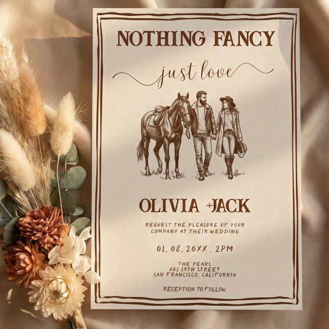 Western Nothing Fancy Just Love Hand-Drawn wedding Invitation (Creator Uploaded)