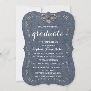Western Old Denim Horseshoes GRADUATION Invite