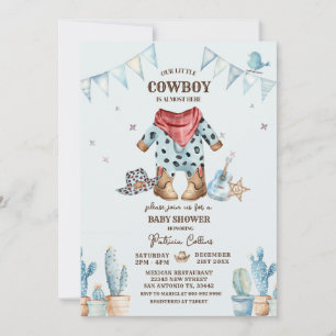 Western Our Little Cowboy Baby Shower Invitation