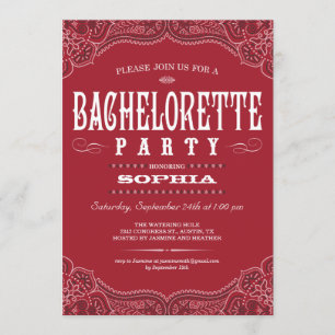 Western Paisley Bachelorette Party Invitation