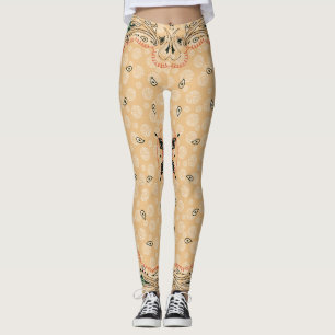 Western Paisley Gold Bandanna Print Cowgirl Leggings