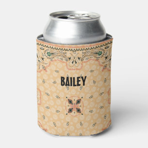 Western Paisley Gold Bandanna Print Personalised Can Cooler