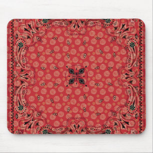 Western Paisley Red Bandana Print  Mouse Pad