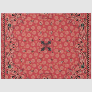 Western Paisley Red Bandanna Print Decoupage  L Tissue Paper
