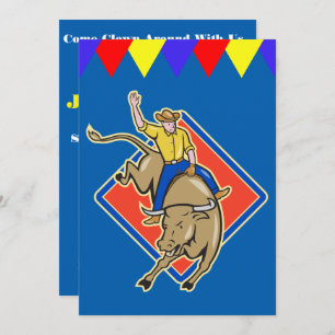 Western Party Bull Rider Invitation Personalise