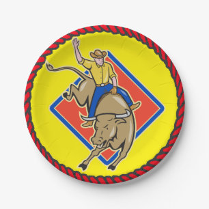 Western Party Bull Rider Plates
