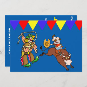 Western Party Bull Rider Rodeo Clown Personalise Invitation