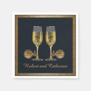 Western Party Champagne And Spurs Custom Names Napkin