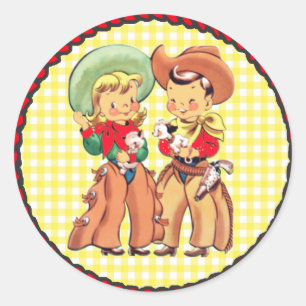 Western Party Cowboy And Cowgirl Kids Sticker
