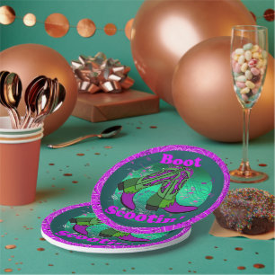 Western Party Cowboy Boot Scootin" Dance Purple Paper Plate