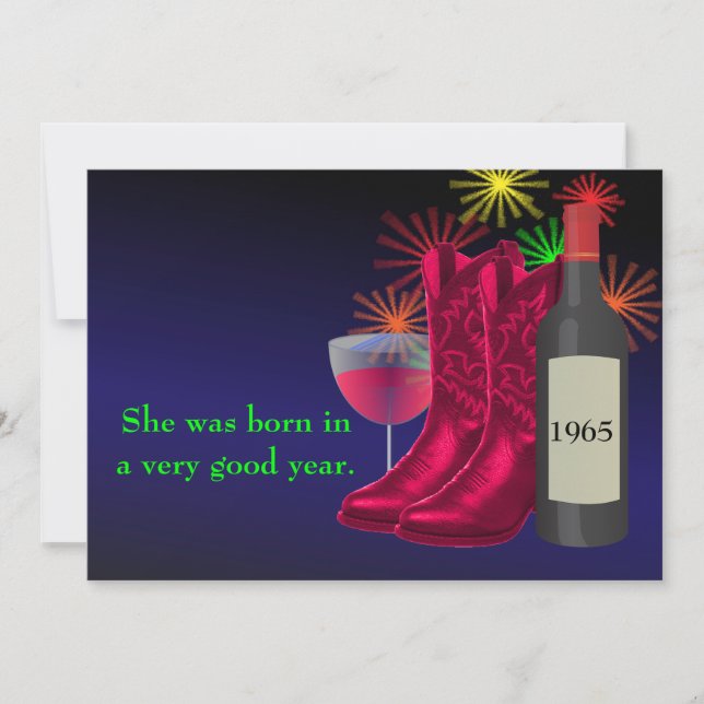 Western Party Cowboy Boots And Wine Birthday Invitation (Front)