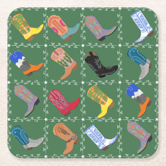 Western Party Cowboy Boots Colourful Paper Coaster