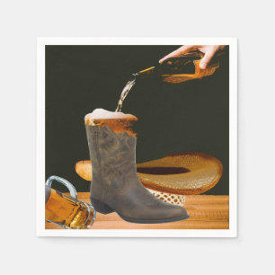 Western Party Cowboy Boots Hat And Beer Napkins