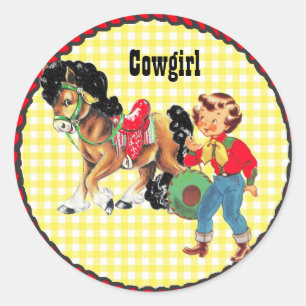 Western Party Cowgirl With Horse Sticker
