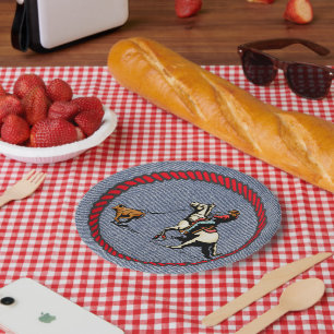 Western Party Denim Print Paper Plates