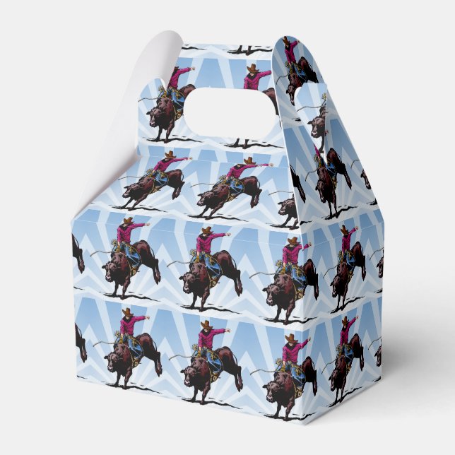 Western Party Favour Or Gift Box Bull Rider (Front Side)
