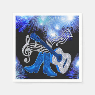 Western Party Guitar And Cowboy Boots Napkins