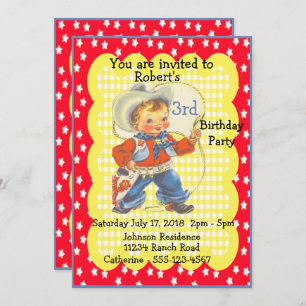 Western Party Little Cowboy Birthday Invitation