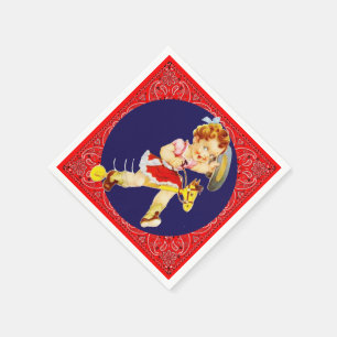 Western Party Little Cowgirl On Stick Horse Napkin