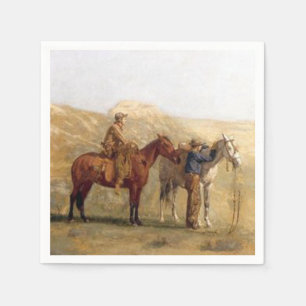 Western Party Napkins Cowboys With Horses Vintage