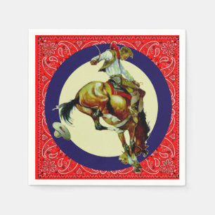 Western Party Rodeo Cowboy Bronc Rider Napkin