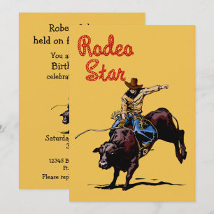 Western Party Rodeo Cowboy Bull Rider Invitation