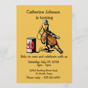 Western Party Rodeo Cowgirl Barrel Racer Invitation
