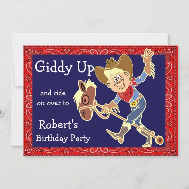 Western Party Rodeo Stick Horse Cowboy Invitation (Front)