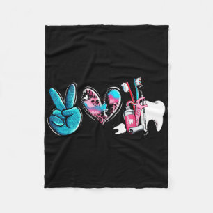 Western Peace Love Dentist Dental Hygienist Orthod Fleece Blanket