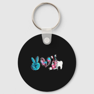 Western Peace Love Dentist Dental Hygienist Orthod Key Ring
