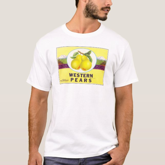 Western Pears - Vintage Fruit Crate Label T-Shirt (Front)
