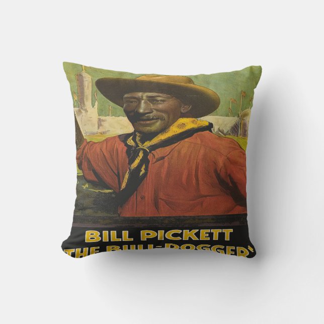Western Pillow With Cowboy Steer Dogger (Front)