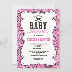 Western Pink Bandanna Baby Shower Invitation