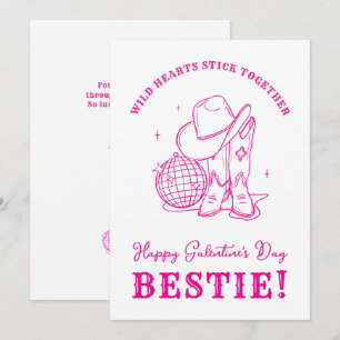 Western Pink Bestie Script Happy Galentine's Day Card
