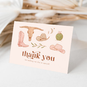Western Pink Bridal Shower Thank You Card