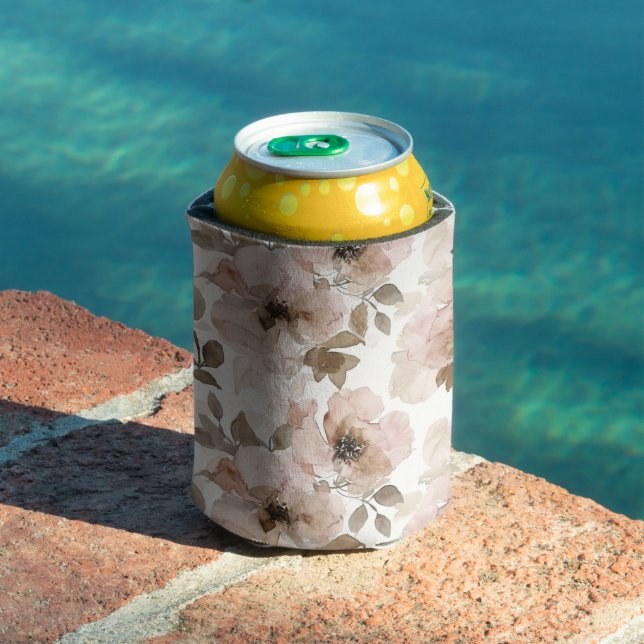 Western Pink Brown Cowgirl Flowers Can Cooler (In Situ Pool)