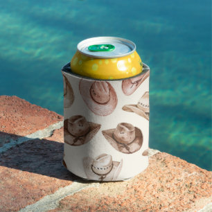 Western Pink Brown Cowgirl Hats   Can Cooler