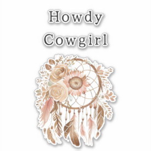 Western Pink Brown Floral Cowgirl Dream Catcher