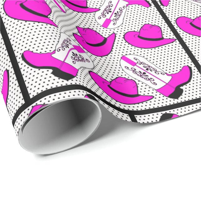 Western Pink Cowboy Boots An Hats Gift Wrapping Wrapping Paper (Roll Corner)