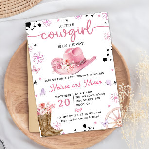 Western Pink Cowgirl Rodeo Ranch Baby Shower Invitation
