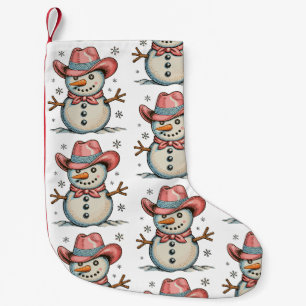 Western Pink Cowgirl Snowman Christmas Xmas Girly Small Christmas Stocking
