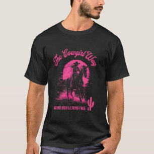 Western Pink Cowgirls Women Vintage Graphic Funny T-Shirt