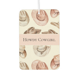 Western Pink Cream Cowgirl Hats Howdy  Car Air Freshener