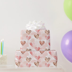 Western Pink Cream Cowgirl Hearts Birthday Wrapping Paper