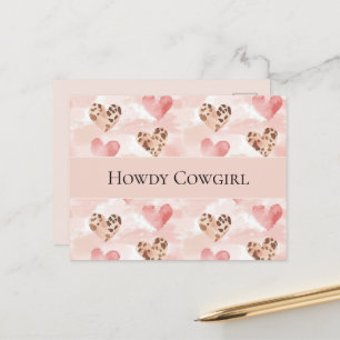 Western Pink Cream Cowgirl Hearts Postcard