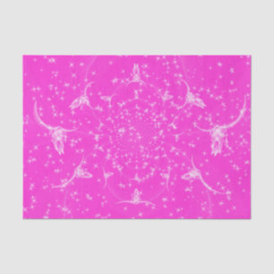 Western Pink Girly Glitter Cow Skull Abstract Tissue Paper