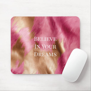 Western Pink Gold Cowgirl Cowhide Mouse Pad