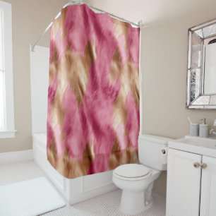 Western Pink Gold Cowgirl Cowhide Shower Curtain