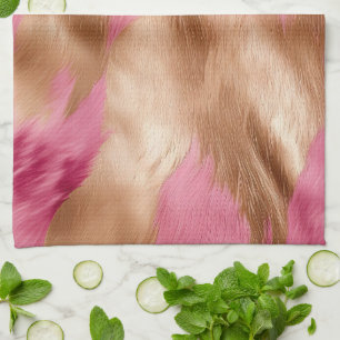 Western Pink Gold Cowgirl Cowhide Tea Towel